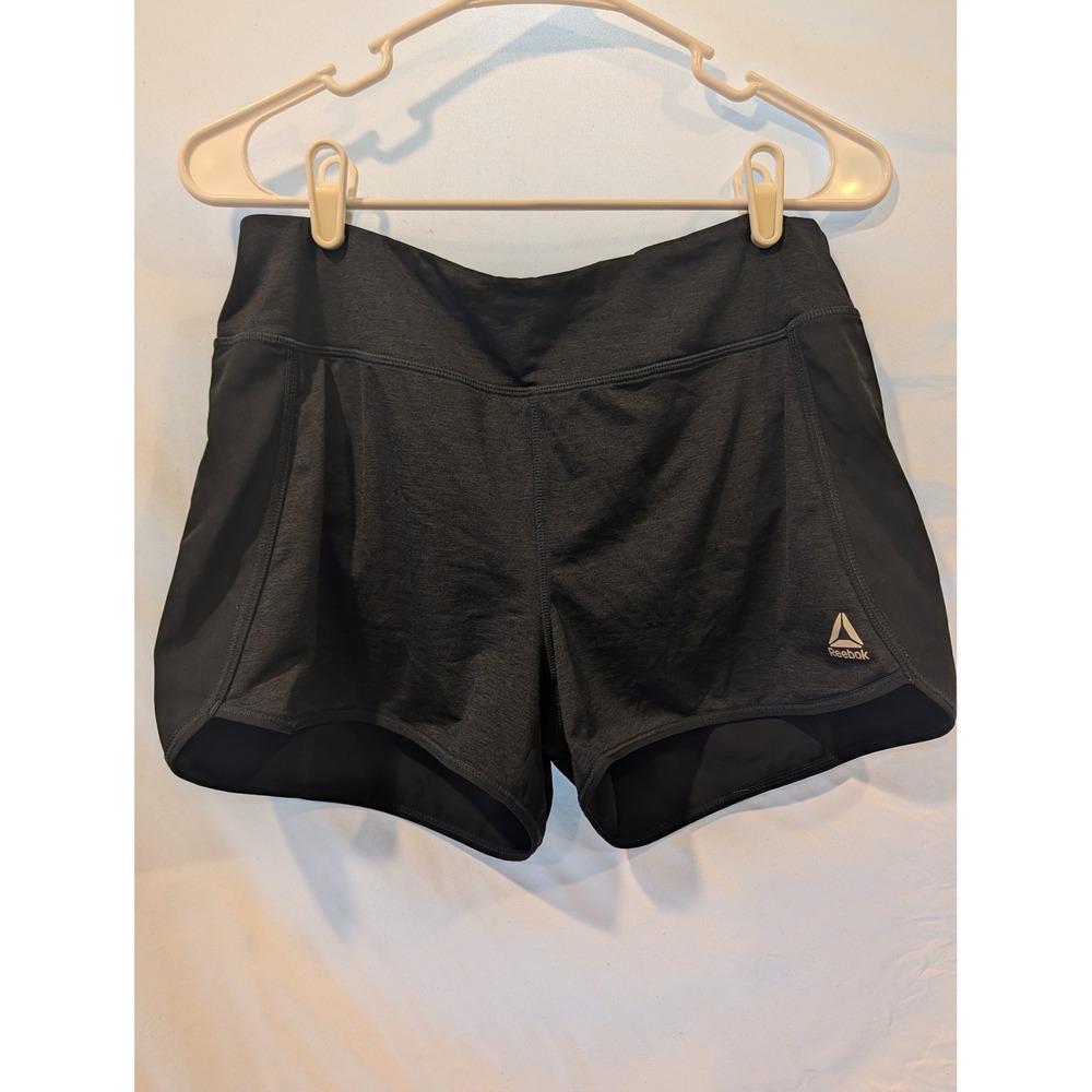 Reebok Womens Black Heather Running Shorts with Liner Size Small